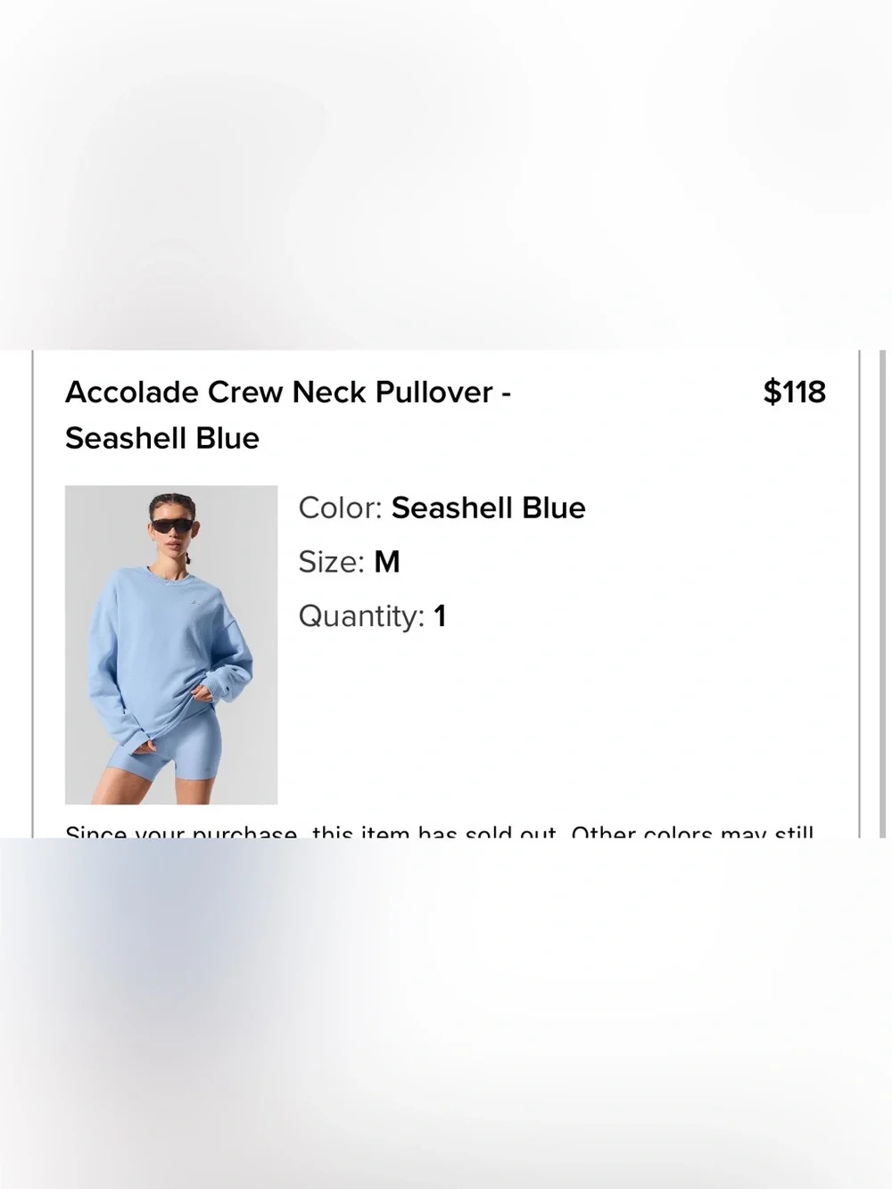 ALO Yoga Women's Crewneck Sweatshirt in Seashell Blue